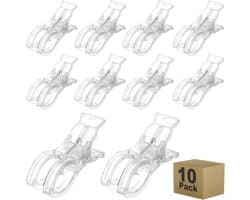 Grote Wasknijpers & Handdoekclips - 10 Stuks - Sterke Veerklemmen voor Strandstoel, Waslijn, Zwembad en Decoratie - Transparant