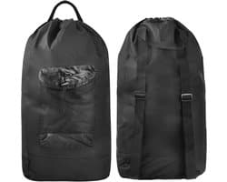 SnelShoppen - Rugzak Waszak, Opvouwbaar, Groot, Zwart, 33 x 73 cm, Trekkoord, Waszak voor Vuile Was, Camping, Picknick, Thuisgebruik, Oxford-stof