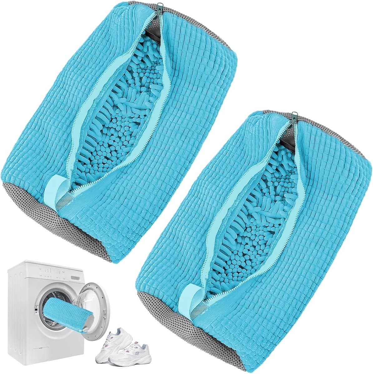 Waszakken, Schoenwaszak voor wasmachine, waszak voor schoenen met rits, waszak voor schoenen voor wasmachine, geschikt voor alle schoenen en maten (azul, 2) — afbeelding 1