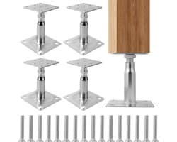 SnelShoppen - Verstelbare Verhoogde Polen Voetsteunen - 4 Stuks Gegalvaniseerde Steunen voor Pergola's, Luifels en Balkons - Hoogte Aanpasbaar 100-150