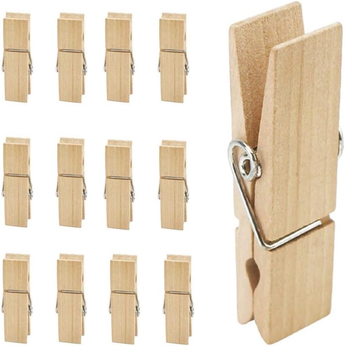 Grote houten wasknijpers, 12 stuks, 7 cm lang, stevig en duurzaam, ideaal voor knutselen en decoratie — afbeelding 1