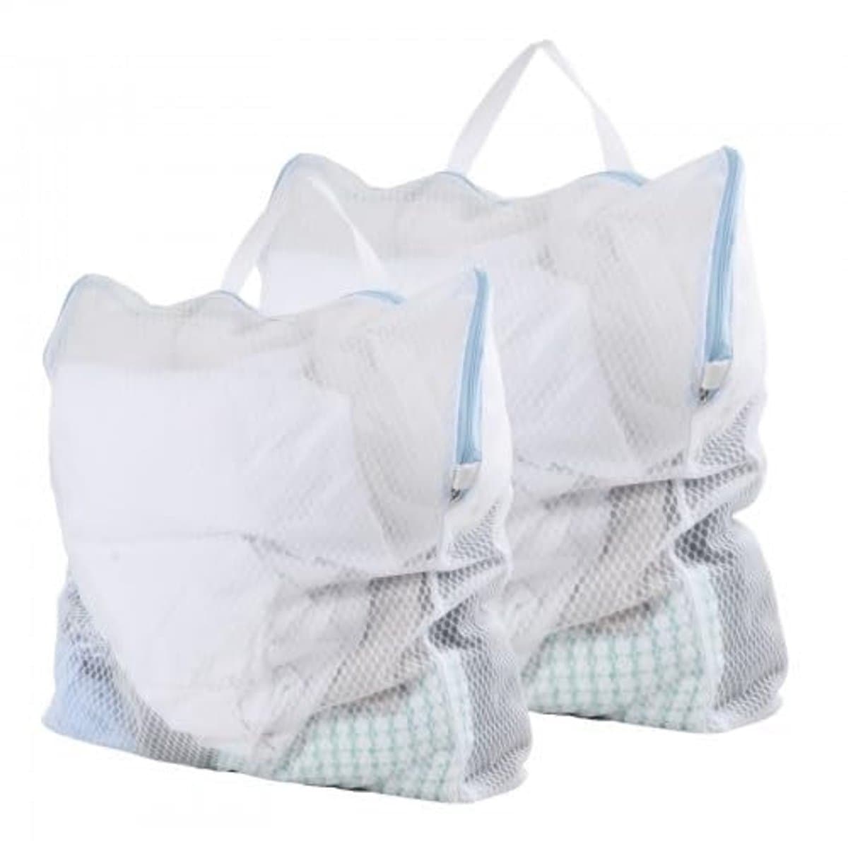 Solidchoice - Set van 4 draagbare, herbruikbare waszakken, wasmachinebestendig, ideaal voor reizen, ondergoed, handdoeken en sjaals, twee maten, blauw — afbeelding 1