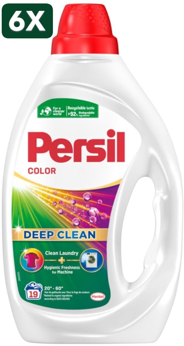 6 x Persil Wasmiddel Gel Color 19 Wasbeurten Gekleurde was - 855 ml — afbeelding 1