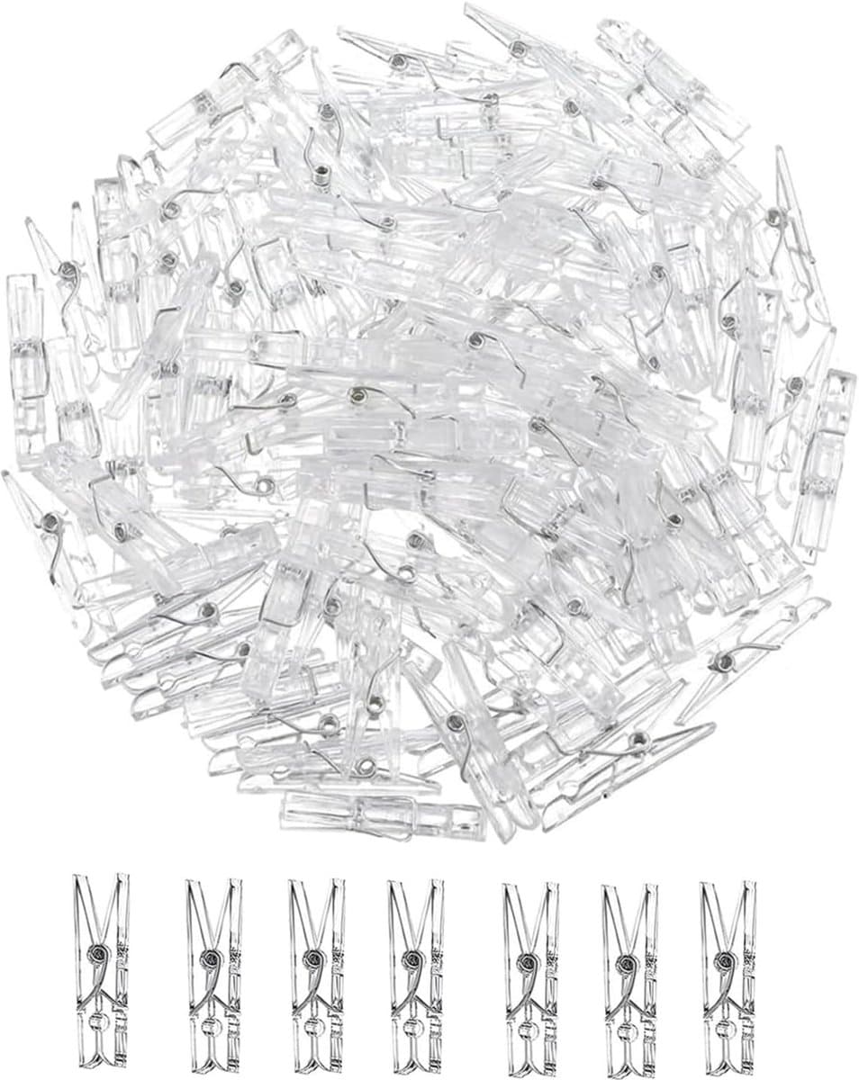 Thijox - Lentehangende Clips 100 Stuks - Transparante Mini-Klemmen voor Foto's, Lichtkettingen, Decoratie, Scrapbooking, Bruiloften, Feesten, Kunsthan — afbeelding 1