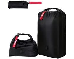SnelShoppen - Zwarte waszak voor reizen, compressiezak 70D nylon, TPU waterdicht, herbruikbare vacuümzak voor kleding, M - ideaal voor camping, zwemme