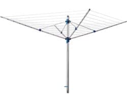 Droogmolen - Wasrek buiten - Kleding drogen - Traploos in hoogte - 60 meter lijn - Blauw zilver