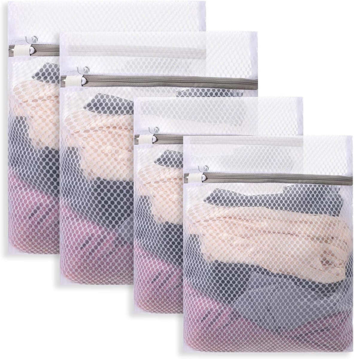 Waszakken, mesh waszakken met rits witte waszak delicate waszak lingerie tas voor wassen delicate kleding sokken beha lingerie — afbeelding 1