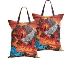 Reis Waszak - Waszakken Nat Droog - Reizen Organiseren - Waterdicht Polyester - 2 stuks - Abstract Rood