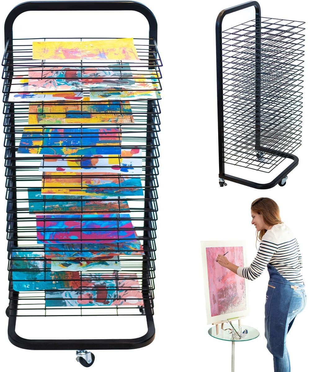 Dailygoods - Kunst Droogrek voor Klaslokaal - Verf Droogrek Met Wielen — afbeelding 1