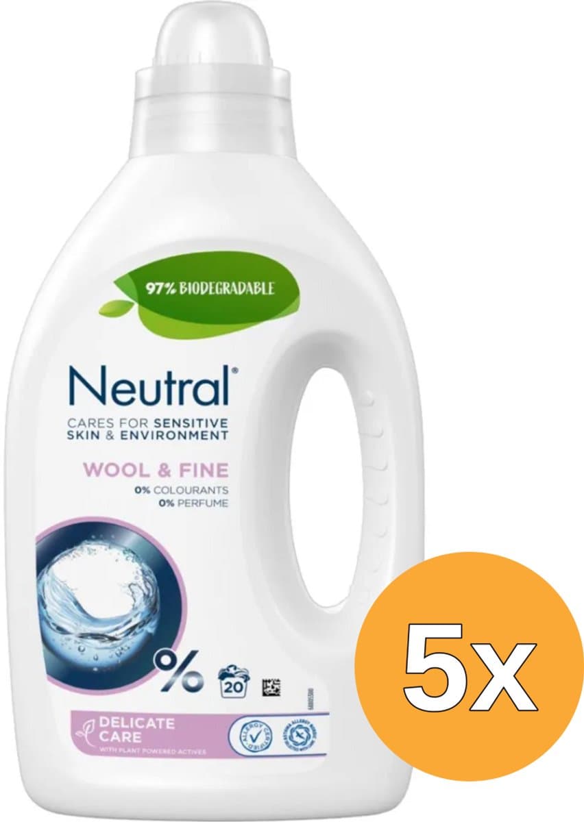 Neutral Voeibaar Fijnwasmiddel 5x 1L — afbeelding 1
