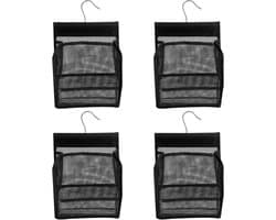 Wasknijperzakken - Knijperzakken Ophanghaak - Wasknijpers Opbergen - Ademend Mesh Design - 20 x 10 x 24 cm - Zwart