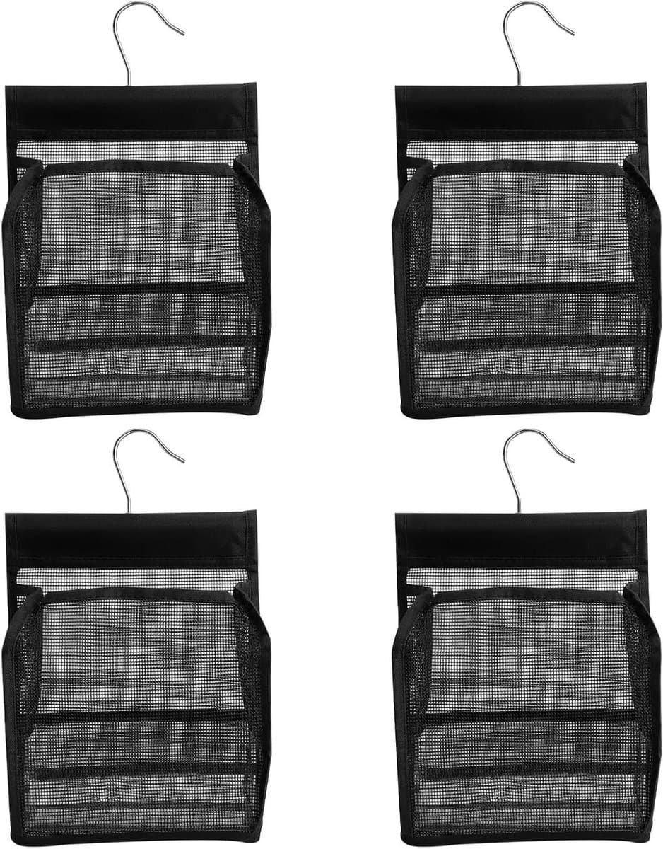 Wasknijperzakken - Knijperzakken Ophanghaak - Wasknijpers Opbergen - Ademend Mesh Design - 20 x 10 x 24 cm - Zwart — afbeelding 1