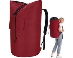 Waszak, vuile was, XXL, 115 liter, waszak voor op reis met 2 gevoerde schouderbanden, opvouwbare opbergzak, kledingtas, plunjezak, rugzak (rood)