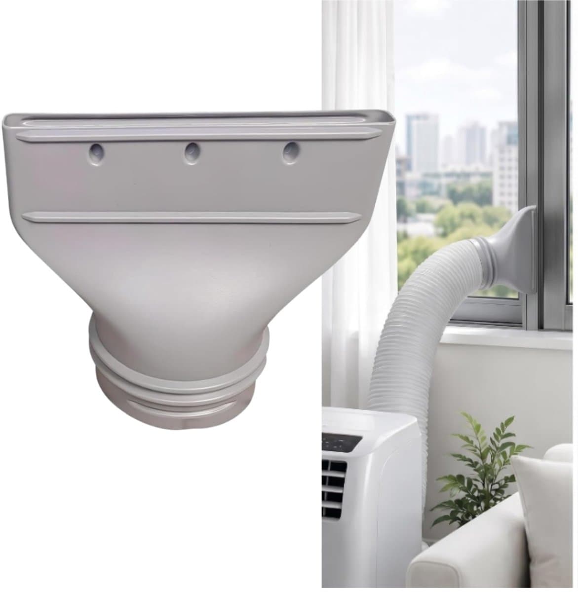 1 stuk - Adapter voor afvoerslang van airconditioner - 13-15 cm afvoerkanaal voor draagbare airconditioner - ventilatieaansluiting - afvoeraansluiting - 25,7*13,5*23,5 cm - aansluiting voor afvoerkanaal van draagbare airconditioner - originele kleur — afbeelding 1
