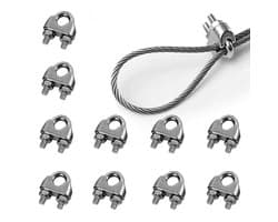 SnelShoppen - 10 Stuks Kabelklemmen 3mm, RVS Draad Kabel U-Beugel Klemmen, Stevige Rope Beugel voor Kledinglijn, Zonnedoek, Stalen Draad Bevestiging