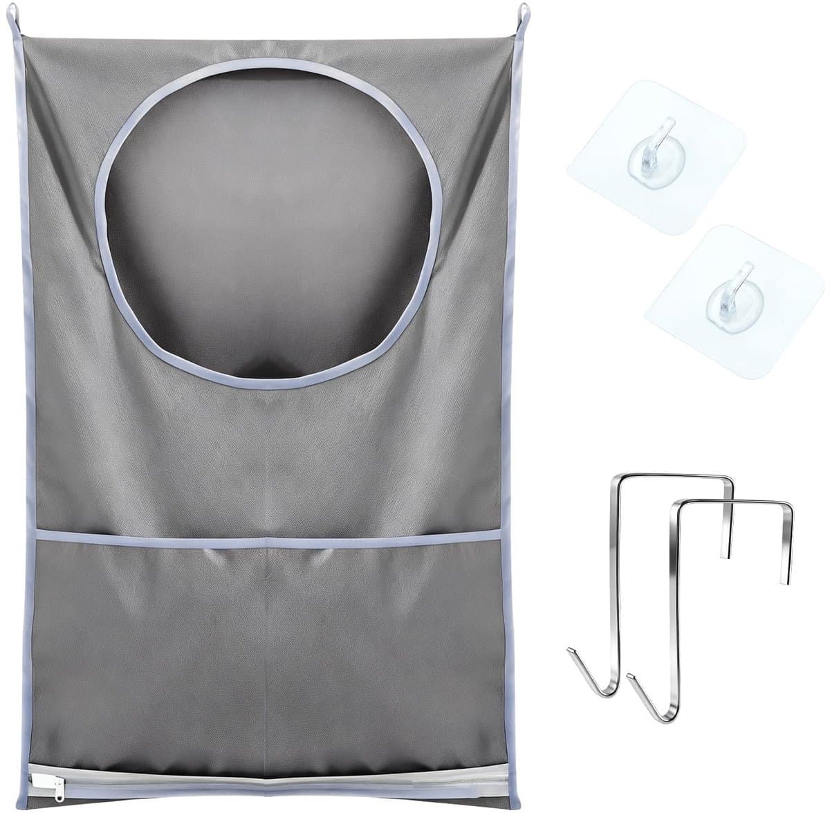 Dailygoods- Waszak Ruimtebesparend - Hangende Wasmand - Wasverzamelaar - 2 Zuighaken - 2 Roestvrijstalen Deurhaken - 50x77cm — afbeelding 1
