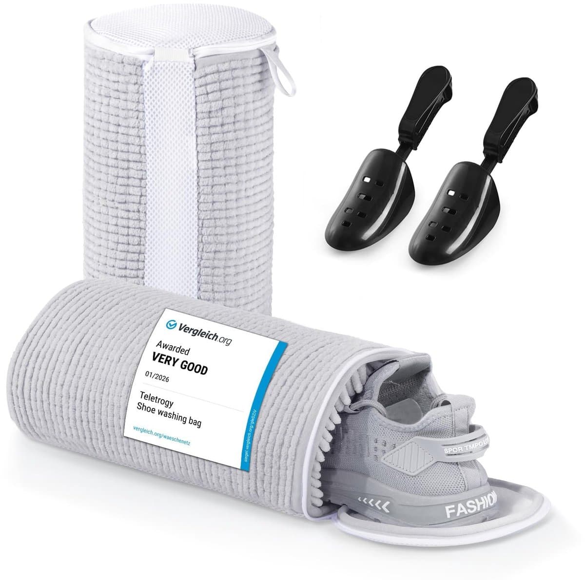 Dailygoods- Schoenwaszak 2 Stuks - Verstelbare Schoenspanner - Herbruikbaar Wasnet - Verborgen Ritssluiting - 360° Reiniging - Pluizige Microvezels - Schoenwasnet — afbeelding 1