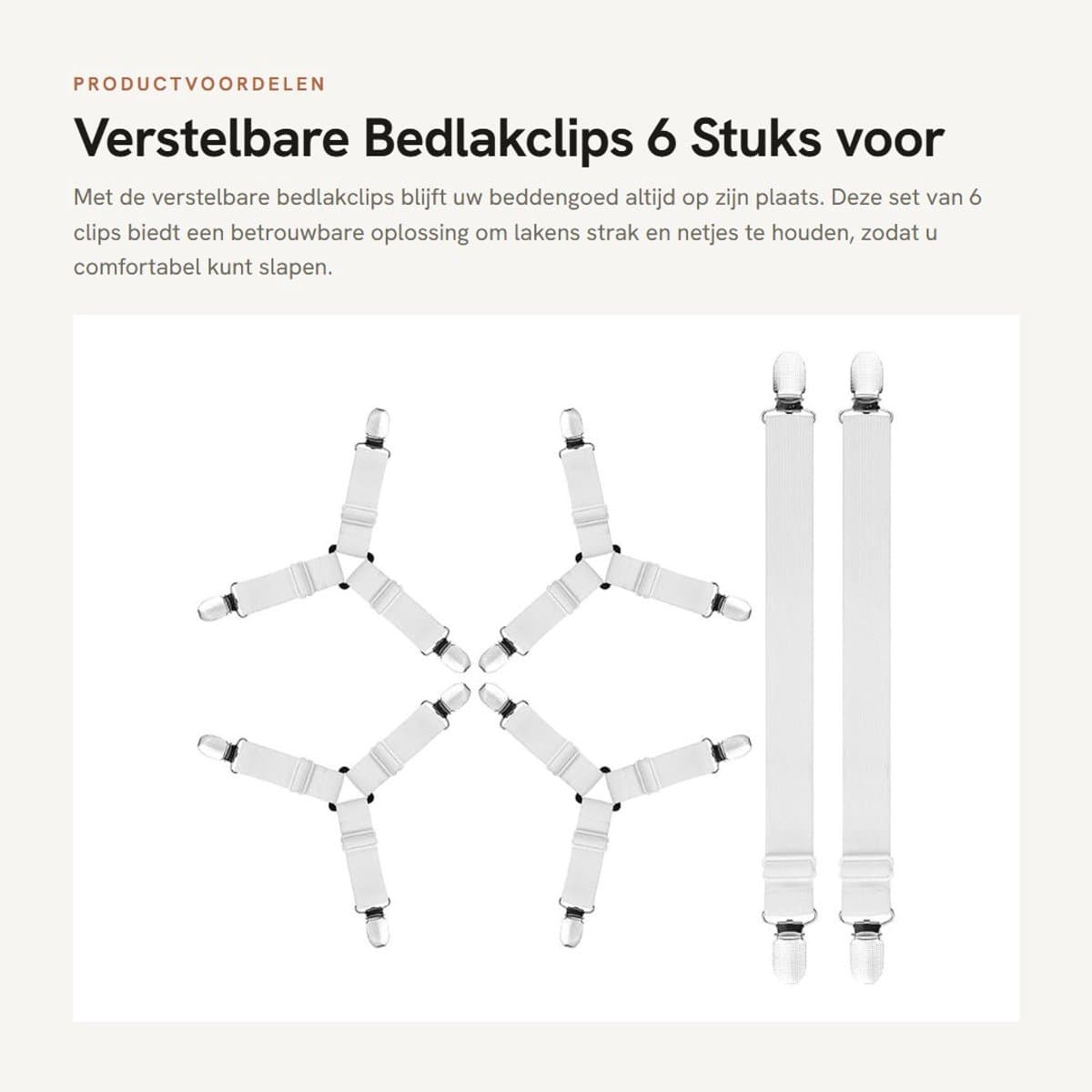 Dailygoods - Verstelbare Bedlakclips 6 Stuks voor Stabiliteit van Beddengoed — afbeelding 1