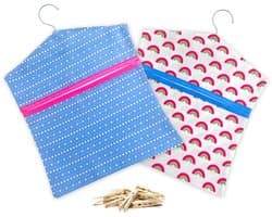 Dailygoods- Wasknijperzakken 30 cm x 33 cm - 2 Stuks - Duurzaam Canvas - Opbergzakken - Draagbaar - Decoratief Patroon - Opbergzak