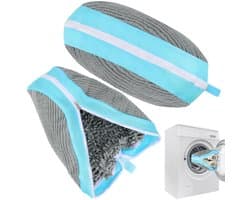 Dailygoods- Schoenwaszak 2 Stuks - Herbruikbare Waszak - Groot 40,5 x 27 cm - Met Ritssluiting - Geschikt voor Wasmachine/Droger - Chenille Materiaal