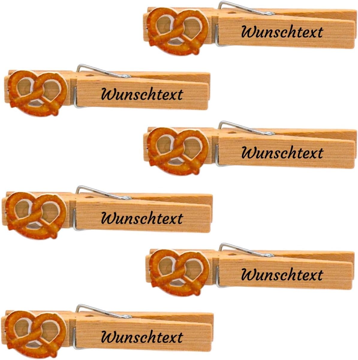 Wasknijpers met Gravure - Feestelijke Clips - Decoratief Gebruik - Gepersonaliseerde Tekst - 18 Stuks - Bruin — afbeelding 1