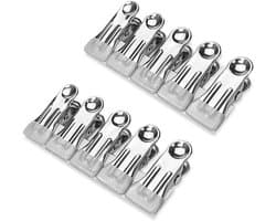 SnelShoppen - 10 Stuks RVS Wasknijpers Multi-Functionele Antislip Metalen Clips voor Wasgoed, Sokken, Schoenen, Handdoeken, Voedsel Sluiting, Foto Pre