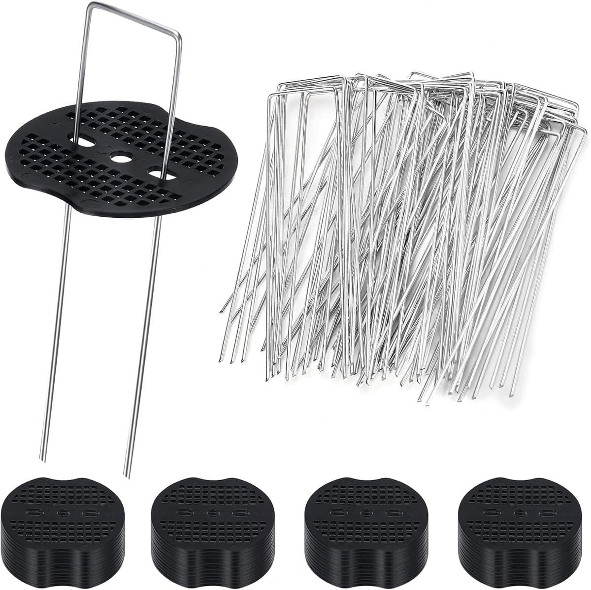 Onkruiddoek grondankers - Verzinkt Staal - 150 x 38 mm - U-haringen met Sluitringen - Voor Tuin en Landschap — afbeelding 1
