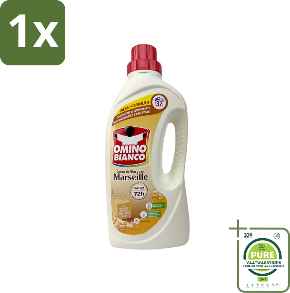 1 x Omino Bianco - Marseille - Wasmiddel - Natuurlijke Zeep - Witte & Gekleurde Was - 37 Wasbeurten - Marseille Zeep - Wasmiddel - Natuurlijke Zeep - Vlekkenverwijderaar - Wasparfum — afbeelding 1