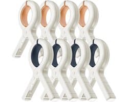8 Stuks Grote Knijpers - Handdoek Knijpers - Strandlakenklemmen - Grote Winddichte Kledingklemmen - Plastic Wasknijpers - Sterke Grip - Voor Gebruik Aan De Waslijn,Ligstoelen - Voor Het Drogen Van Kleding, Quilts en Dekens