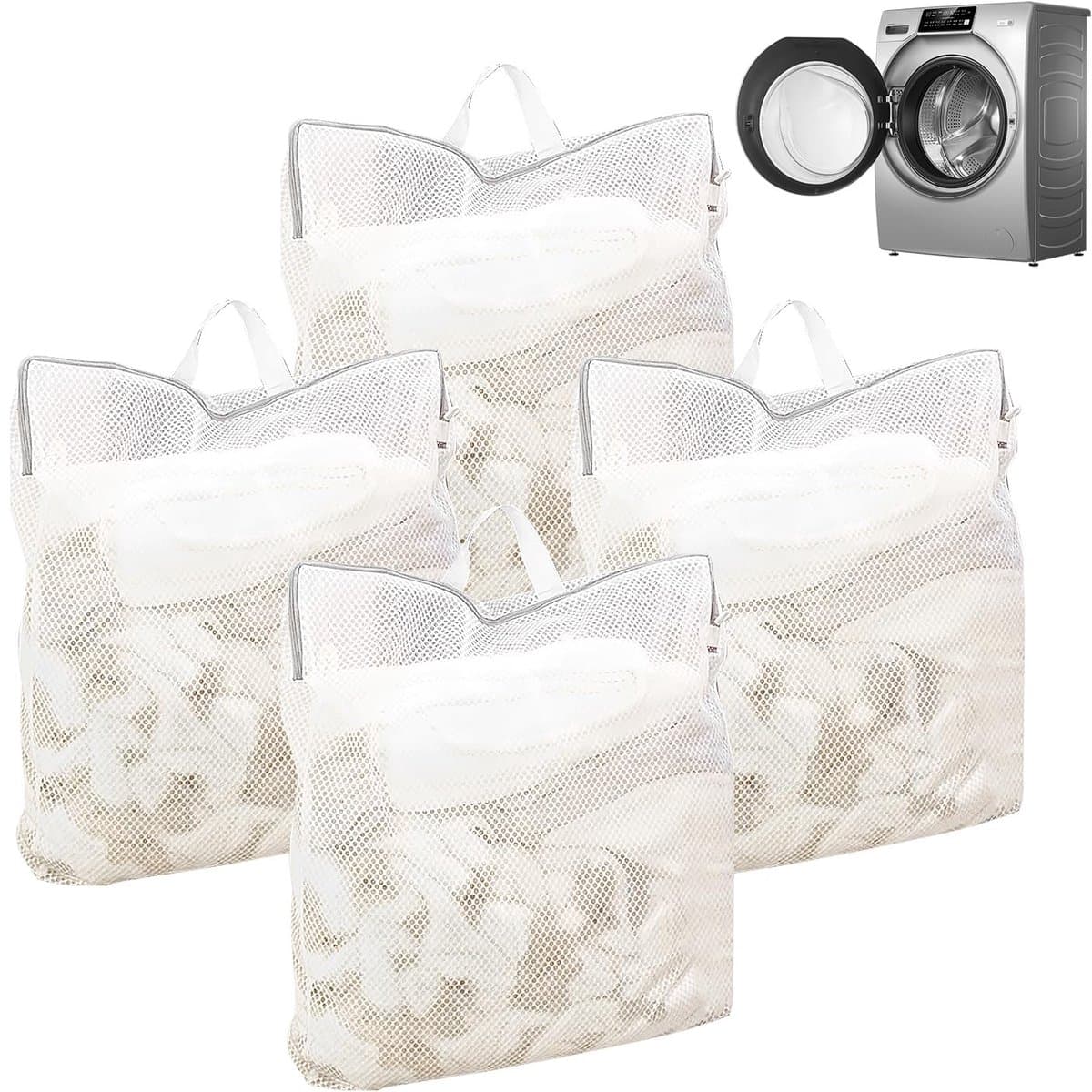 IMPERATORIS® e Was en Schoenen - Mesh Wasnet met Rits - Voorkomt Slijtage - Set van 4 - Wit - 50 x 60 cm — afbeelding 1