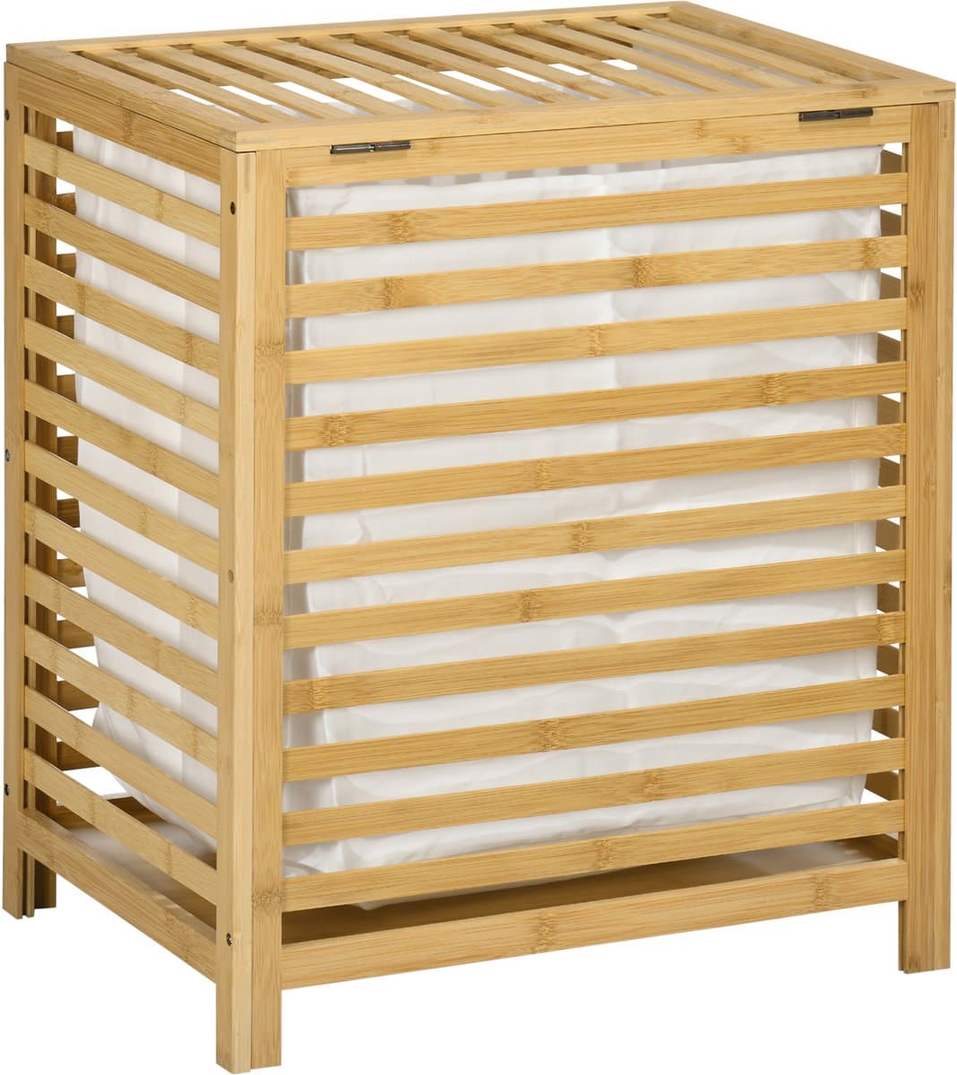 Clruro Waskorf - 50 x 36 x 60 cm - Wasmand met Deksel - 55L - Bambus - Natuur — afbeelding 1