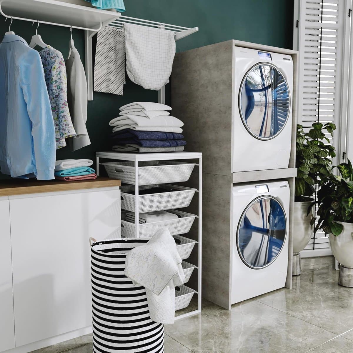 Wasruimte kast voor wasmachine en droger - 66 x 180 x 65 cm — afbeelding 1