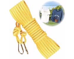 Allecta - Nylon waslijn 8 mm x 15 m voor buiten, camping, extra sterk met metalen haken.
