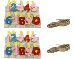 Set van 20 Mini Houten Wasknijpers - Decoratief voor Foto's, Memo's en Kaarten met Touw — afbeelding 1