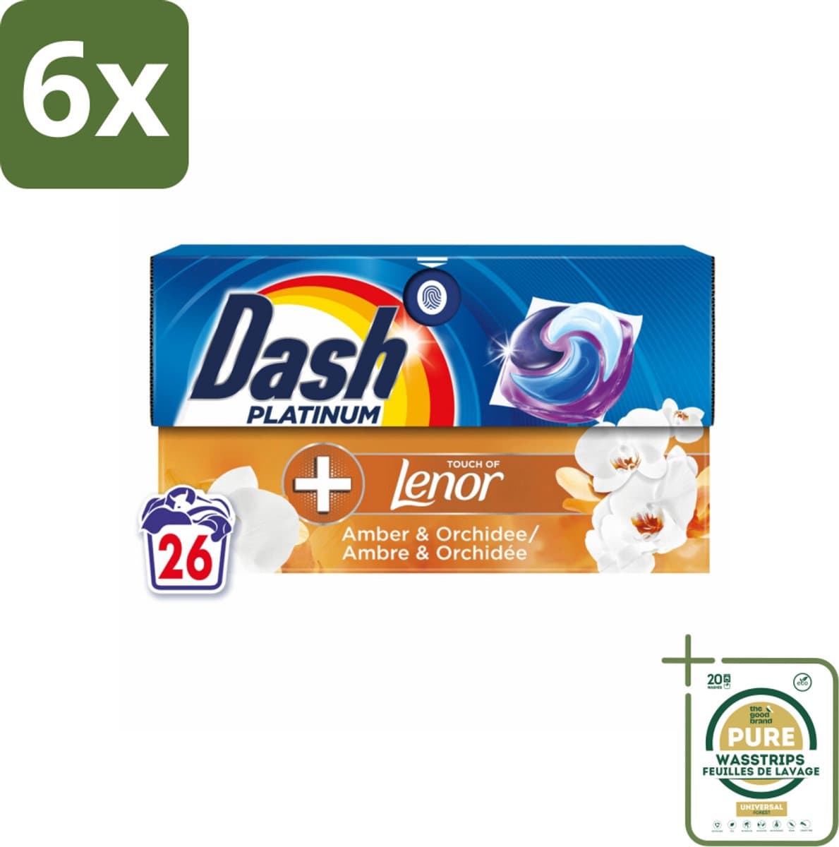 Dash – Wasmiddelcapsules – 4in1 Pods Amber & Orchidee – 26 capsules - Voordeelverpakking - 6 stuks - Frisse geur - Reiniging — afbeelding 1