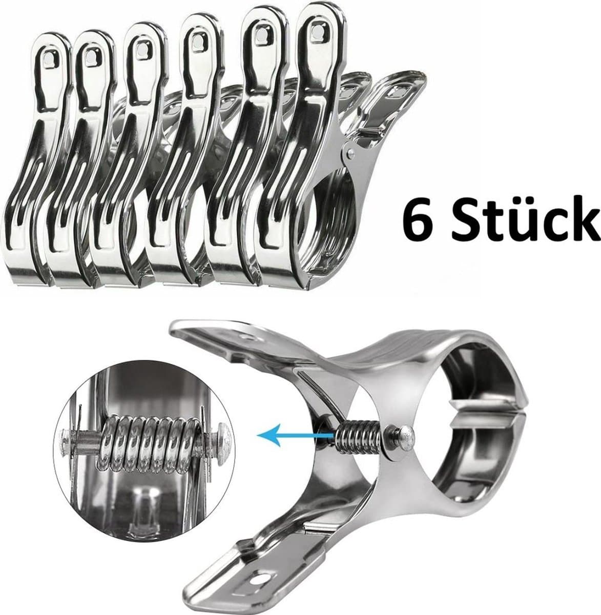 strandhanddoekclips, extra grote kledingclips, badhanddoekclips, zilverkleurige handdoekclips — afbeelding 1