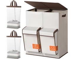 RWB® Wasmand 4 Vakken - Wasmand Vier Vakken - Wasmand - Beige - 58 x 40 x 70 cm — afbeelding 1