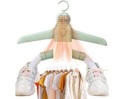 Draagbare wasdroger - elektrische wasdroger, sneldrogend, mini-wasdroger met uitschuifbare schoenopening, instelbare temperatuur, laag geluidsniveau, geschikt voor appartementen, campers en studentenkamers (groen)