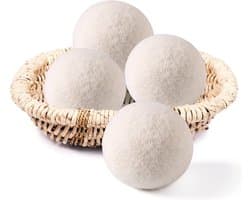 Biologische wollen droogballen, set van 4 stuks, extra grote droogballen voor de was Natuurlijke wasverzachter Tot 1000 keer herbruikbaar Verkort de droogtijd en minimaliseert kreukels Veilig voor baby's (set van 4 stuks)