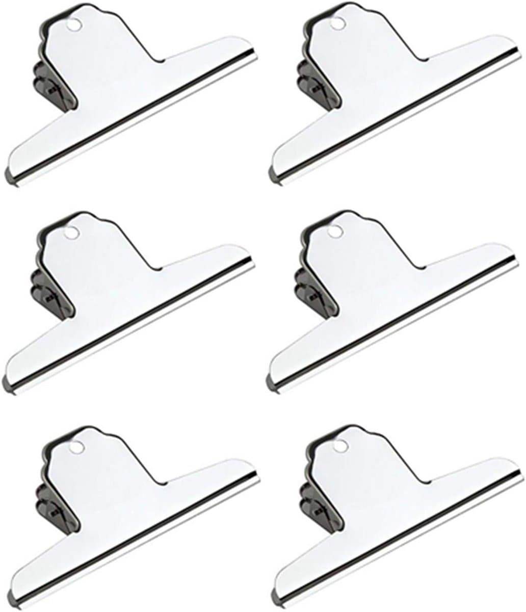 Grote Roestvrijstalen Bulldog Clips voor Papier en Voedsel - 6 Stuks — afbeelding 1
