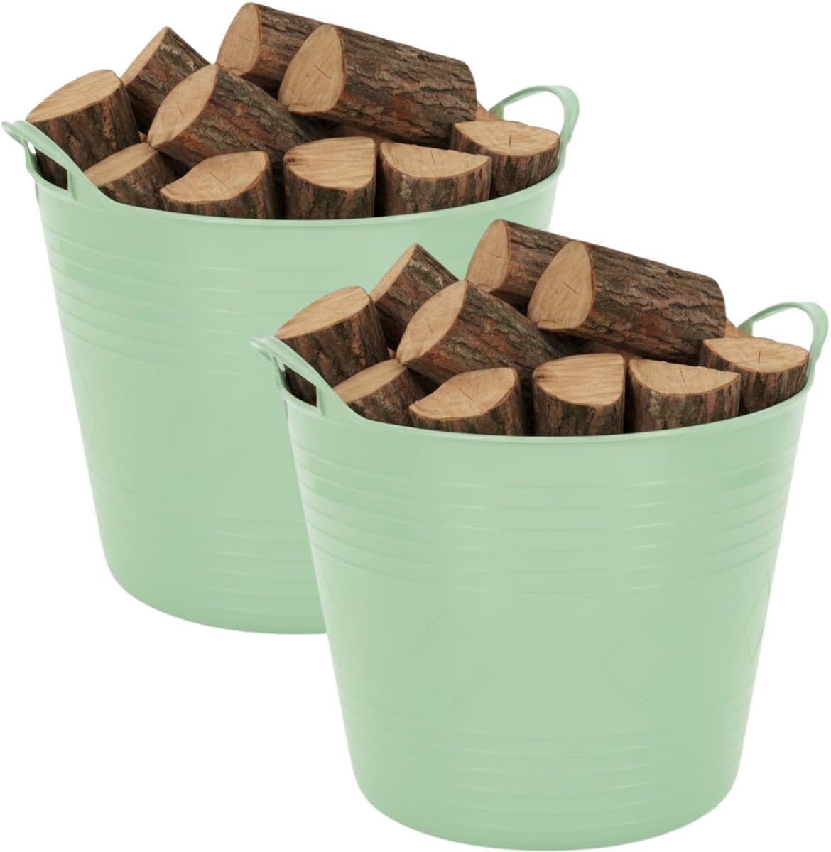 Excellent houseware Flexibele kuip / emmer - 2x - mint groen - 27 liter - kunststof - 42 x 35 cm — afbeelding 1