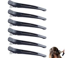 6x Professionele Haarclips voor Knippen en Stylen - Antislip Kappersklemmen Zwart