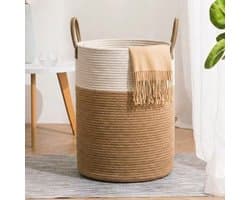 Wasmand/opbergmand van textieltouw, kinderwasmand, opbergmand met katoenen touwgreep, geschikt voor het opbergen van dekens, kleding en speelgoed, en is geschikt voor slaapkamers en wasruimtes,Stijl 16,Diameter 38 * Hoogte 50cm