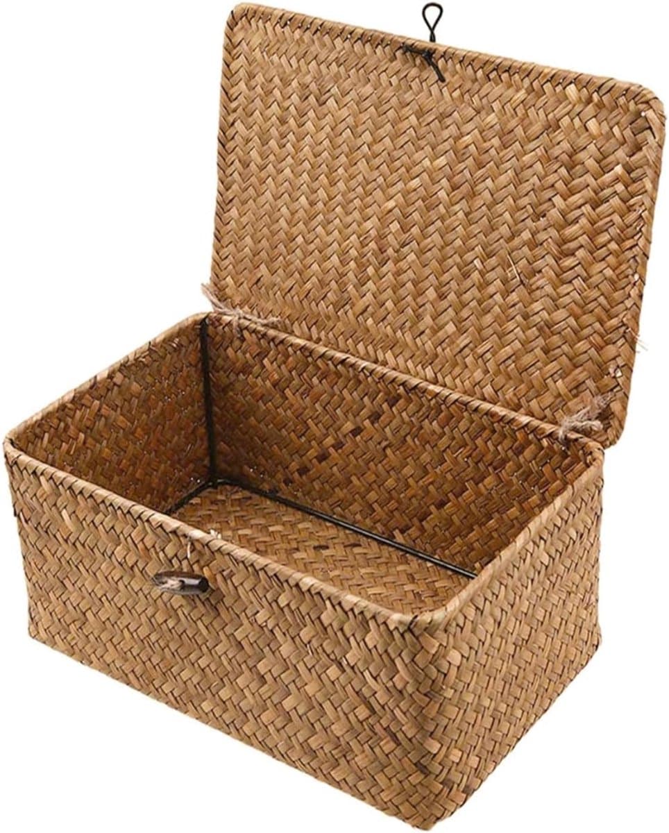 CLVP® Rieten Wasmand met Deksel - 36x23x17 CM — afbeelding 1
