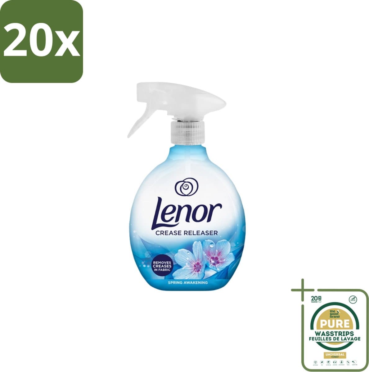 20 x Lenor – Crease Releaser Spray – Spring Awakening – Kreukverwijderaar & Textielverfrisser – 500 ml - Grootverpakking - Kreukverwijderaar - Textielverfrisser - Stofverfrisser - Stofverzorging - Stofverzorging — afbeelding 1