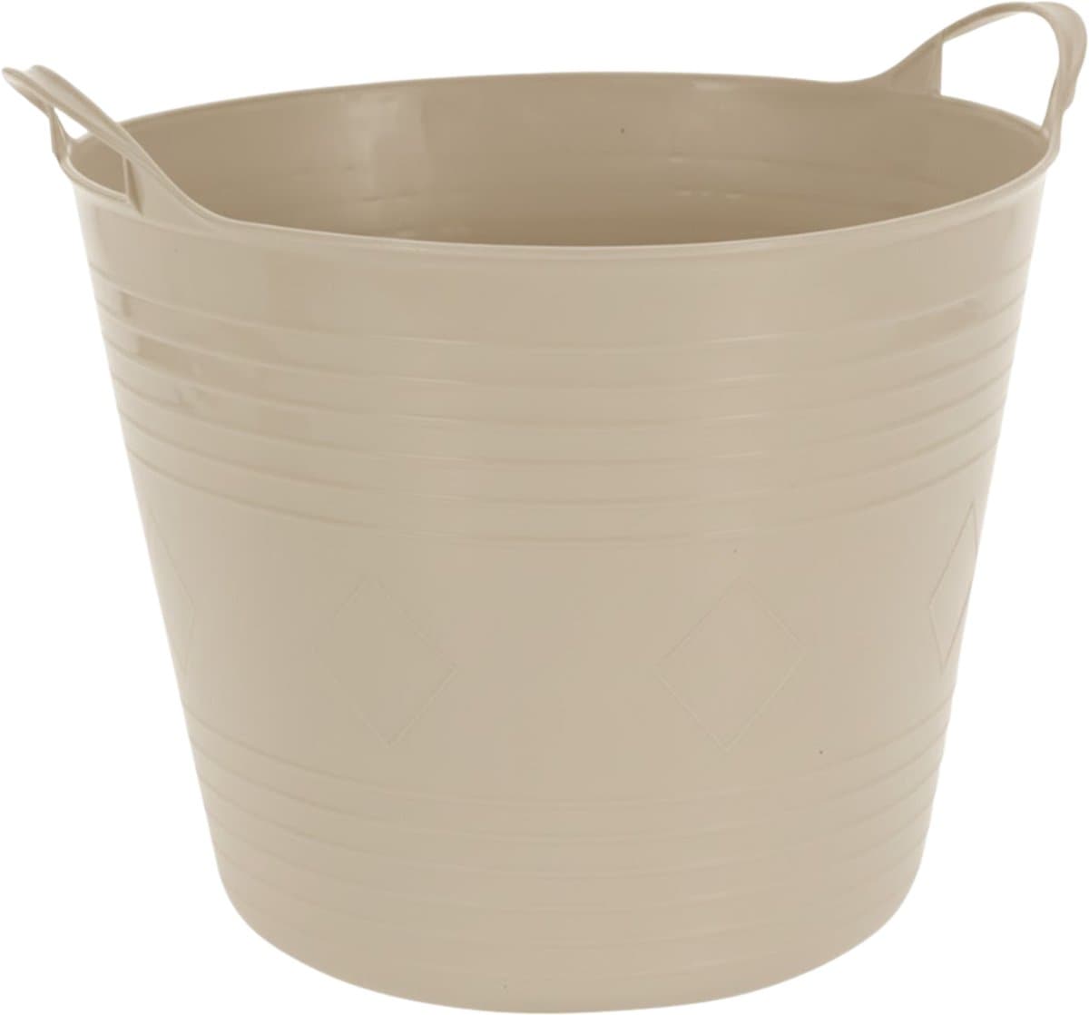 Excellent houseware flexibele wasmand - beige - 27 liter - kunststof - 42 x 40 x 35 cm — afbeelding 1