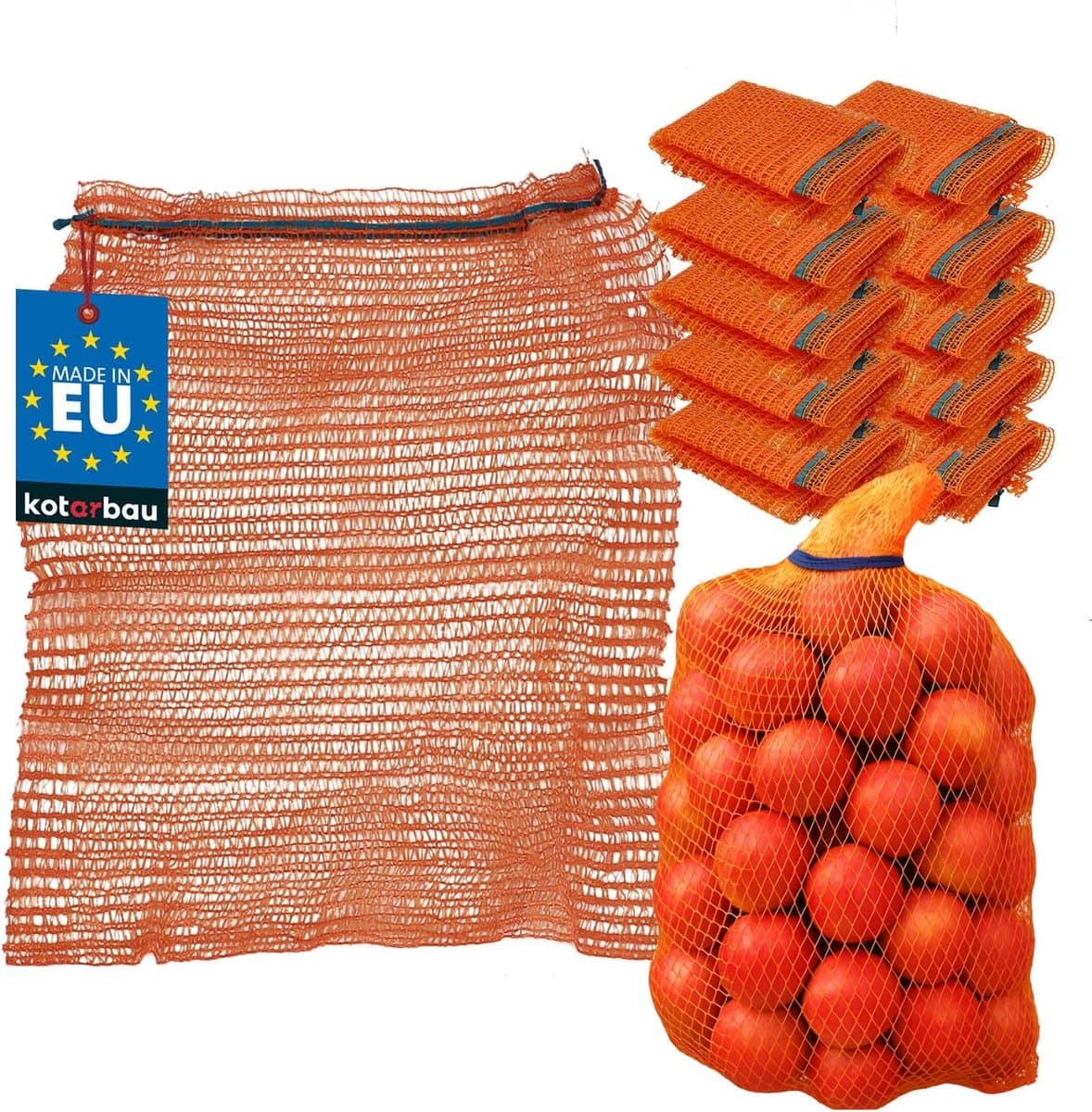 Ritselzakken Set - Opbergzakken Groenten - Opslag Aardappelen - Ademend Polypropyleen - 35x50 cm - Oranje — afbeelding 1