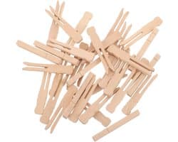 Houten Wasknijpers - Ronde Knijpers - Waslijn Knutselen - Zachte Klemwerking - 6.5 cm - Natuurlijk Hout