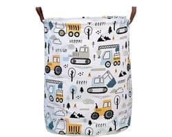Opvouwbare Was- en Speelgoedmand – Cartoonprint – Waterdicht – Bouwmachines - Auto's - Kinderen 40L