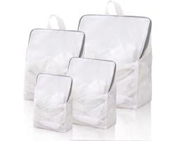 4 stuks - Waszakken - Netwaszakken voor wasmachine - Waszak met handvat - waszak - waszak voor wasgoed - waszak voor wasmachine - waszak voor delicate stoffen - reiswaszakken - wit - 30*20 cm , 40*30 cm , 50*40 cm , 60*50 cm
